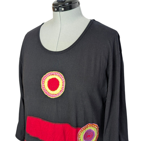 Dragonfly Black Red Geometric Art Tunic Mini Dress, estimate size large - Picture 6 of 7